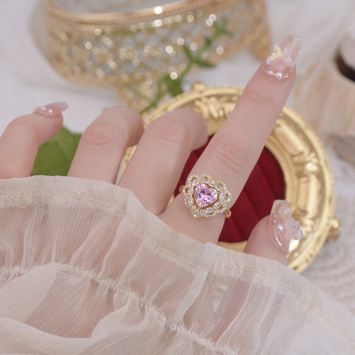 Melody Pink Heart Ring