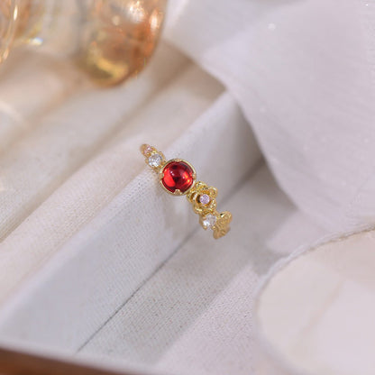 [] Red Gem Rose Ring