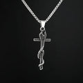 Cobra Snake Entwined Cross Pendant