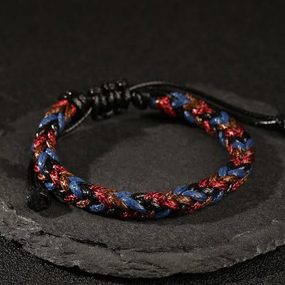 Colorful Eight Thread Peace Knot Wax Cord Braided Bracelet