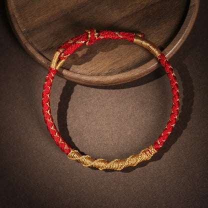 Colorful Gold Thread Tibetan Dragon Scale Knot Red String Bracelet
