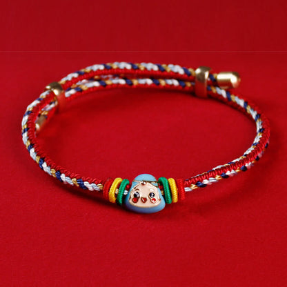 Colorful Rope Fu Character Luck Handmade Bracelet