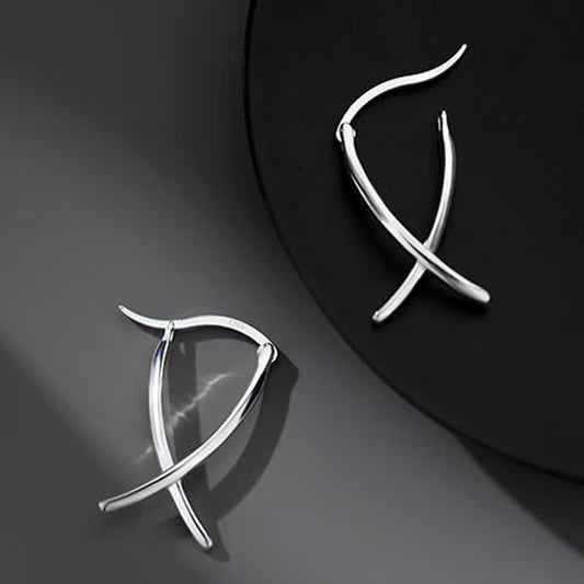 Copper Geometric Cross Luck Spiritual Hoop Earrings