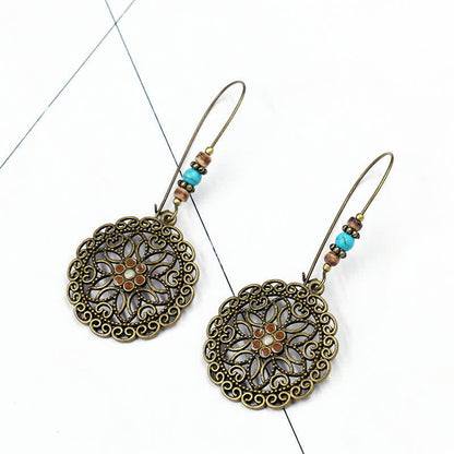 Copper Spiritual Earrings With Flower Design for Luck & Abundance