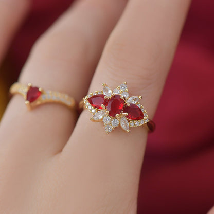 Crimson Blossom Ring