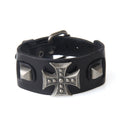 Cross Wide Genuine Leather Wrap Bracelet for and / Biker Jewelry