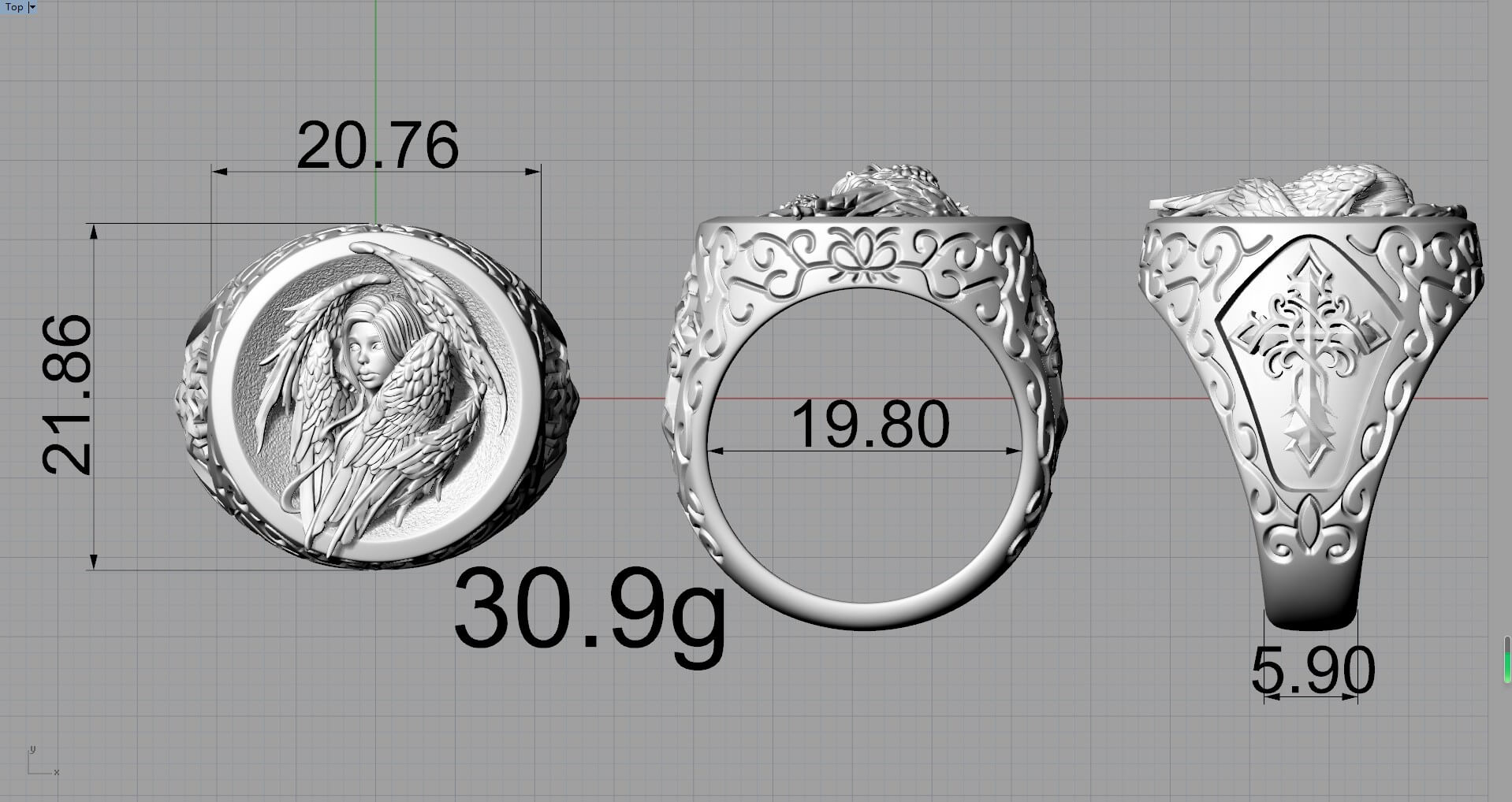 Cross Archangel Guardian Sterling Silver Ring