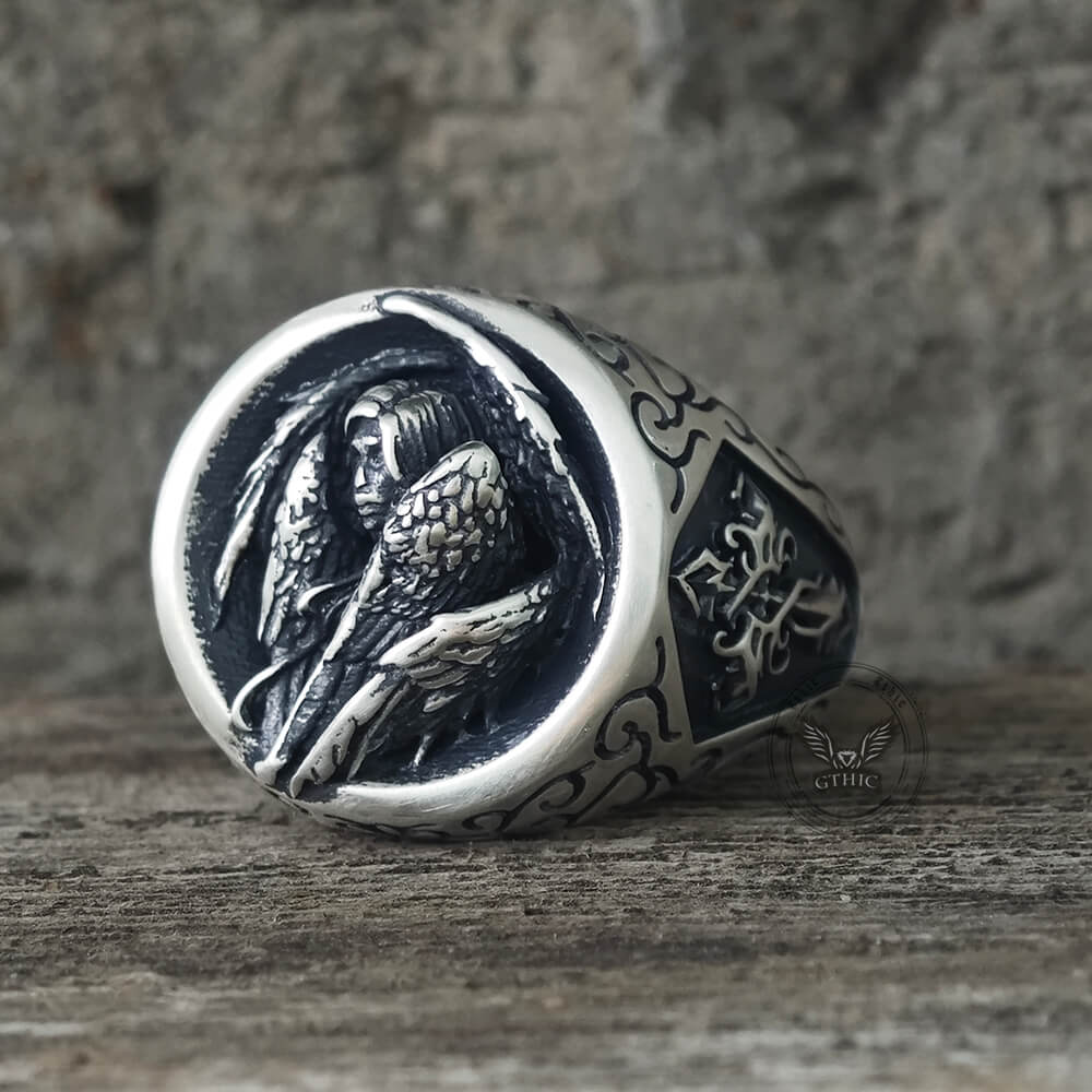Cross Archangel Guardian Sterling Silver Ring