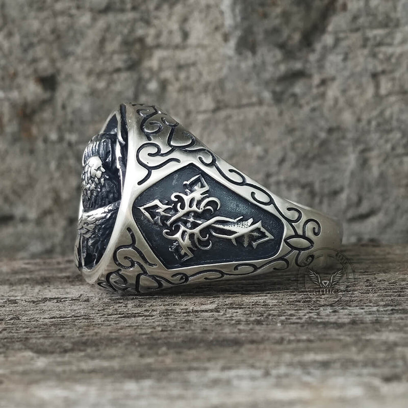 Cross Archangel Guardian Sterling Silver Ring