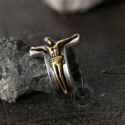 Crucifixion of Jesus Stainless Steel Cross Ring