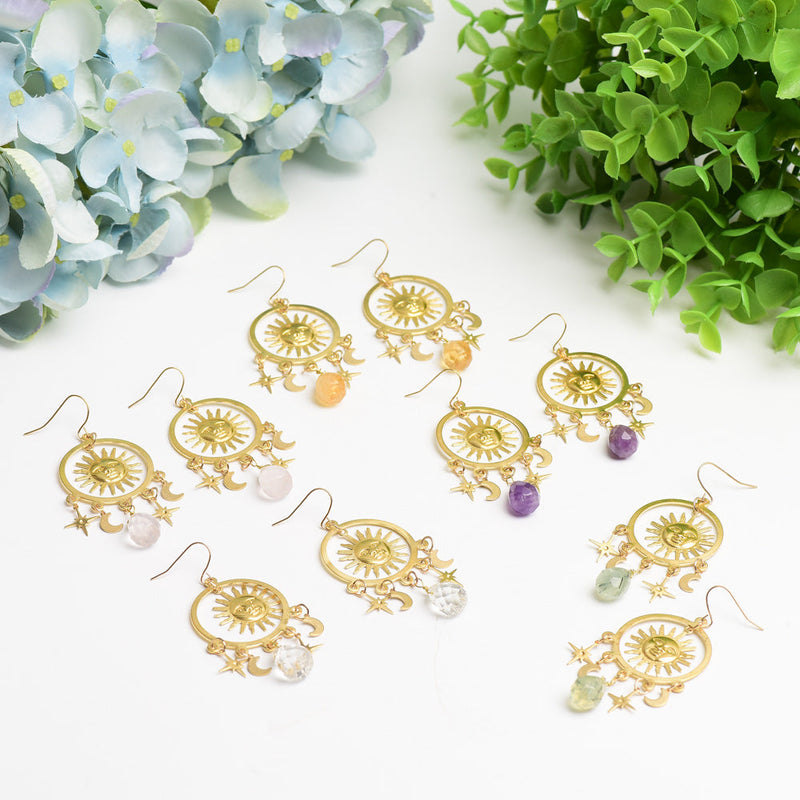 Crystal Healing Spiritual Earrings With Natural Stone Decor