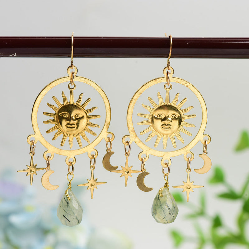 Crystal Healing Spiritual Earrings With Natural Stone Decor