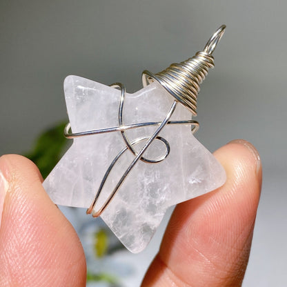 Crystal Star Pendant With Black Cord Necklace