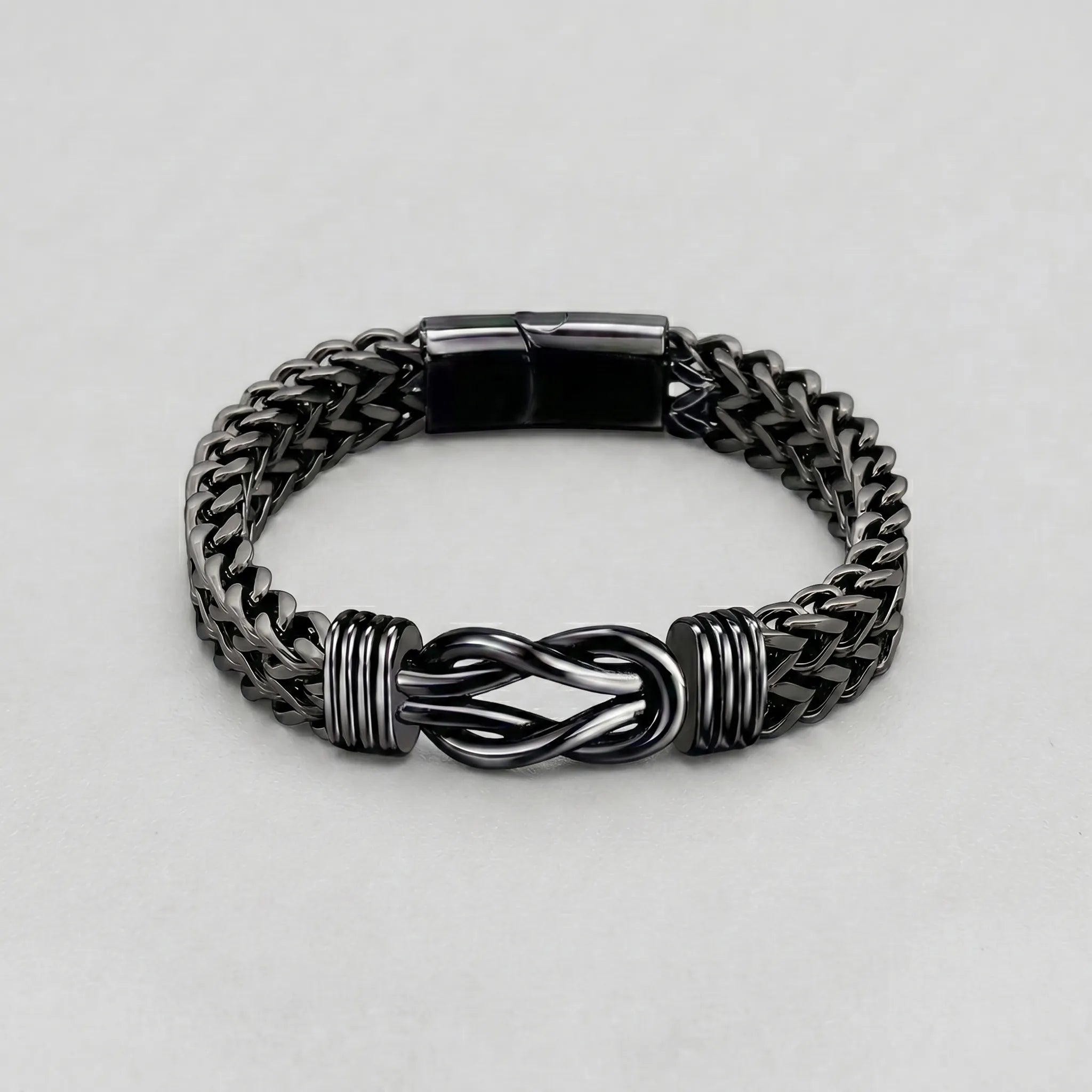 Black Stainless Steel Infinity Knot Cuban Link Bracelet