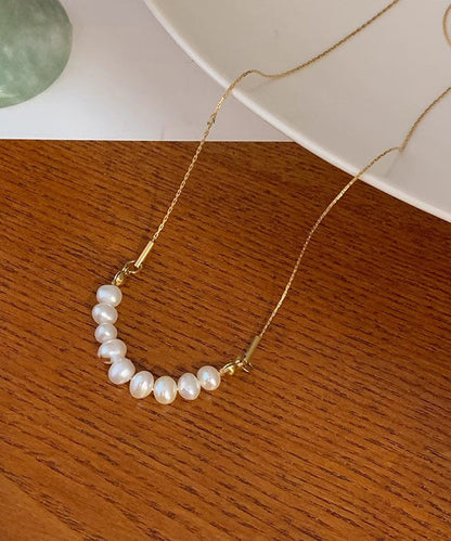 Gold Stainless Steel Pearl Princess Necklace