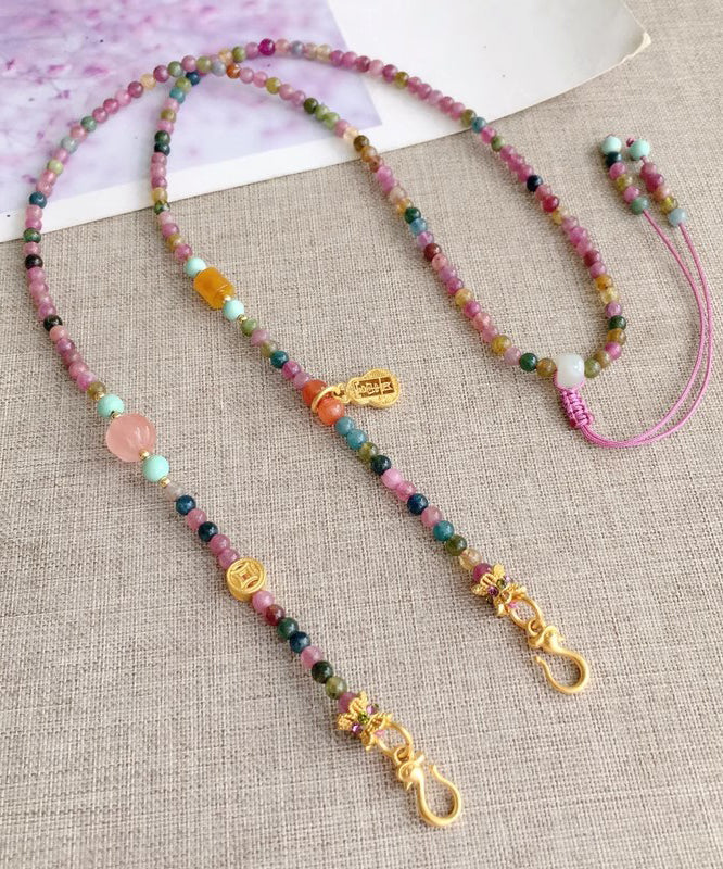 Rainbow Crystal Beading Tassel Pendant Necklace