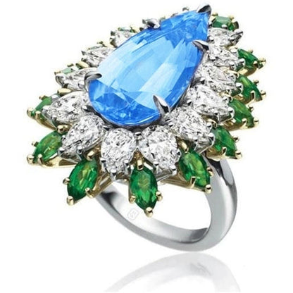 Mystic Vines Blue Zircon Ring