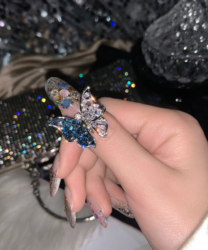 Blue Alloy Butterfly Zircon Rings