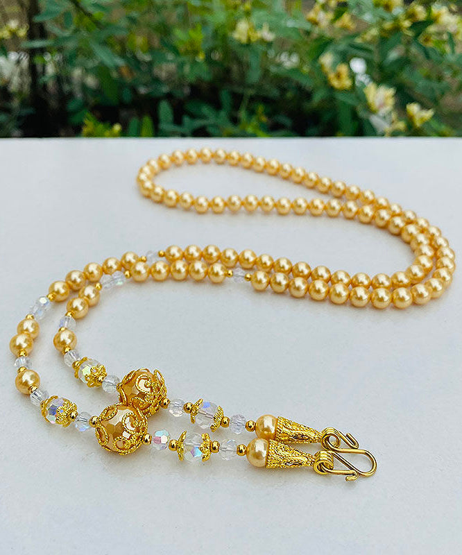 Style Gold Overgild Beading Gratuated Sweater Bead Necklace