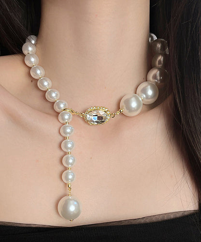 White Copper Overgild Pearl Pendant Necklace