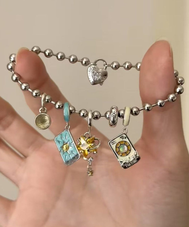 Diy Silk Stainless Steel the Sun, the Moon and the Stars Charm Bracelet