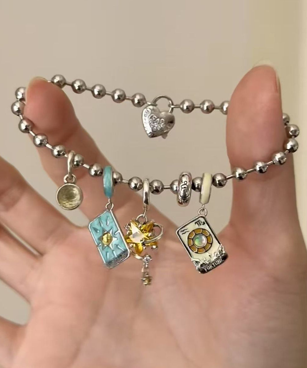 Diy Silk Stainless Steel the Sun, the Moon and the Stars Charm Bracelet