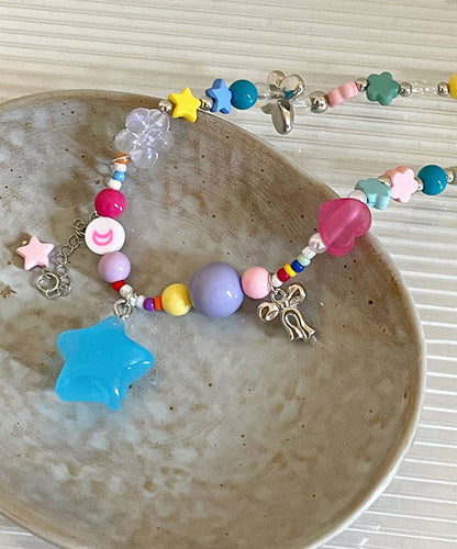Rainbow Copper Resin Beads Love Tassel Pendant Necklace