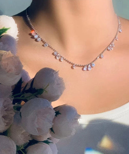 Diy Gold Sterling Silver Zircon Tassel Necklace