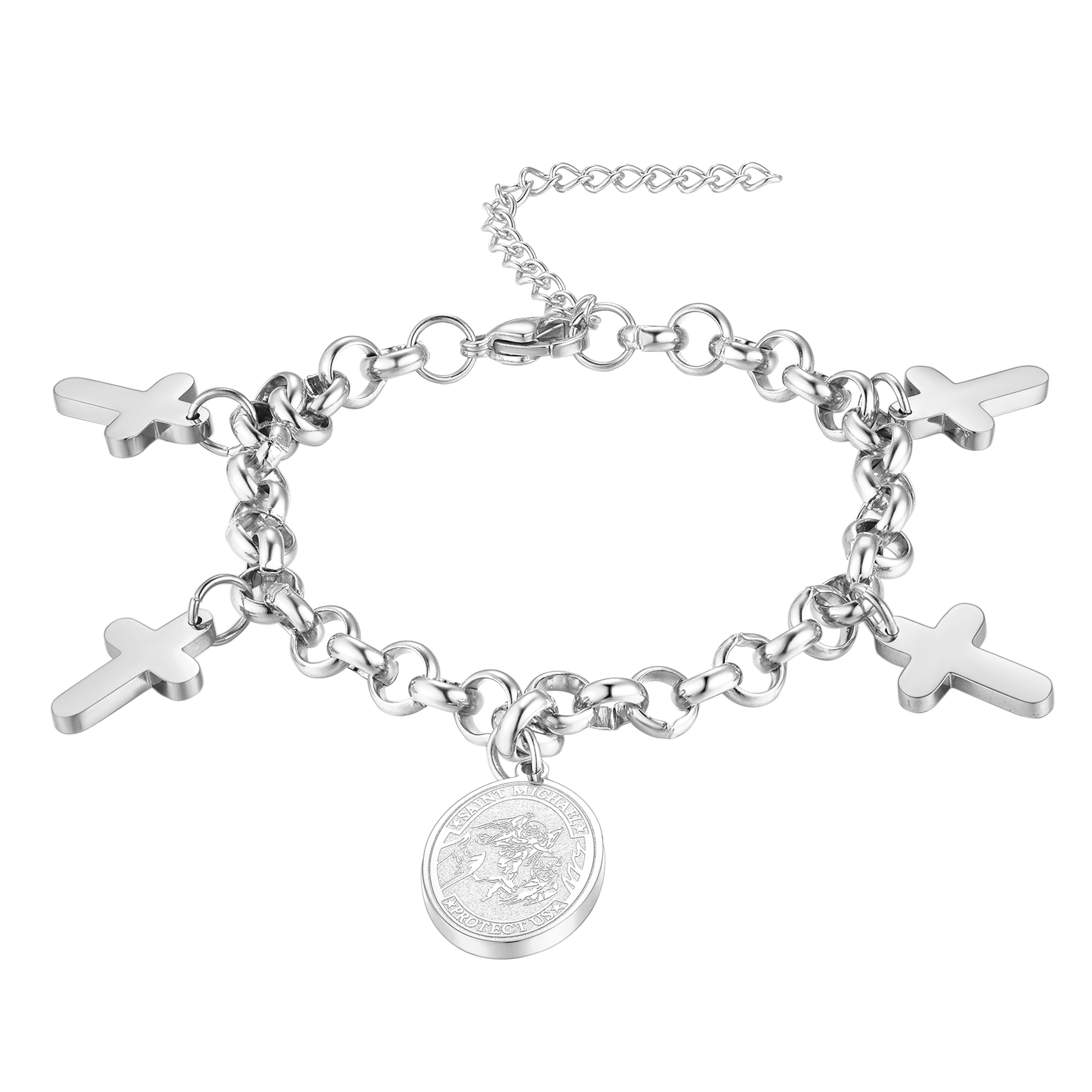 Patron St. Michael Charm Bracelet With Cross for