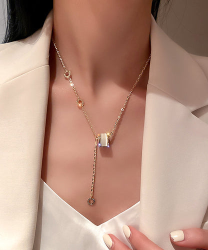 Vogue Gold Copper Alloy Zircon Cat's Eye Stone Pendant Necklace