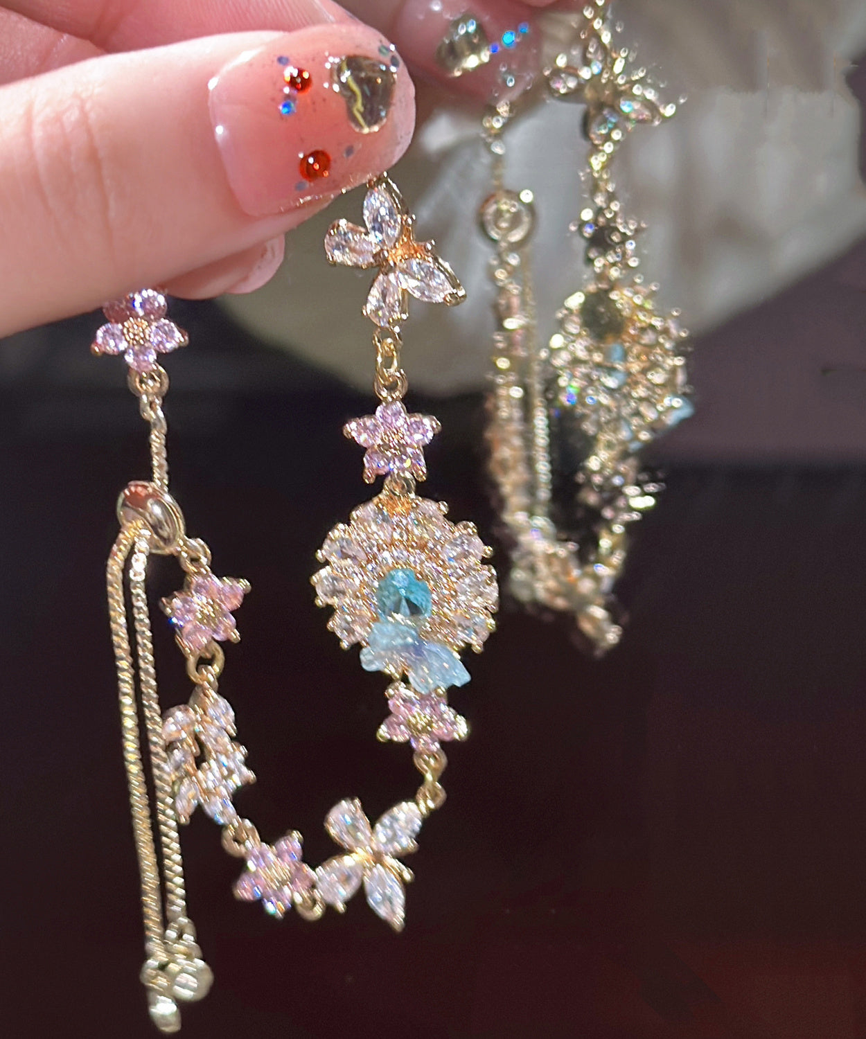 Art Colorblock Crystal Zircon Butterfly Charm Bracelet