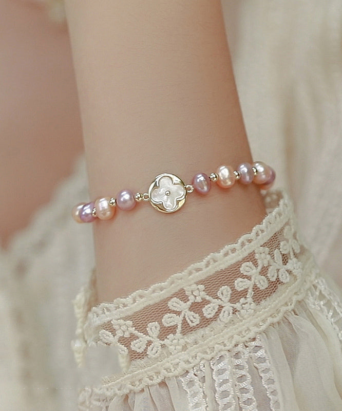 Rainbow Sterling Silver Alloy Pearl Beading Bracelet