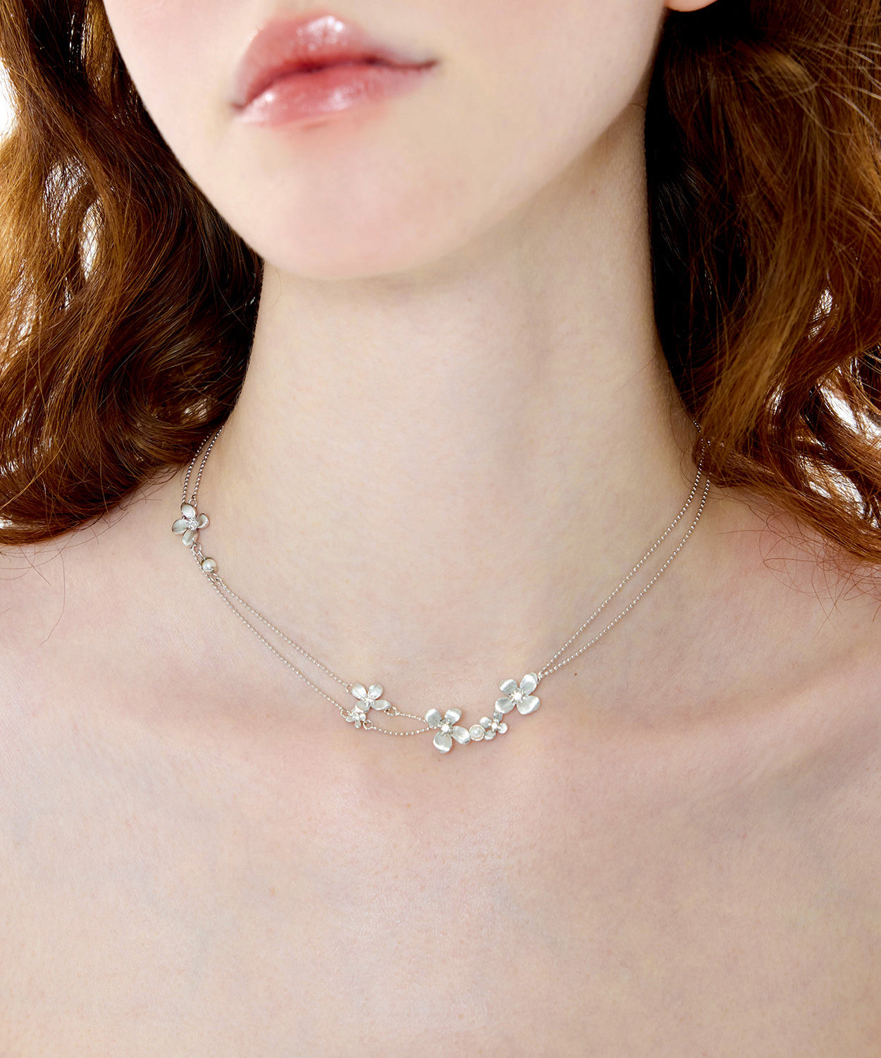 Silver Double Layer Chain Copper Choker