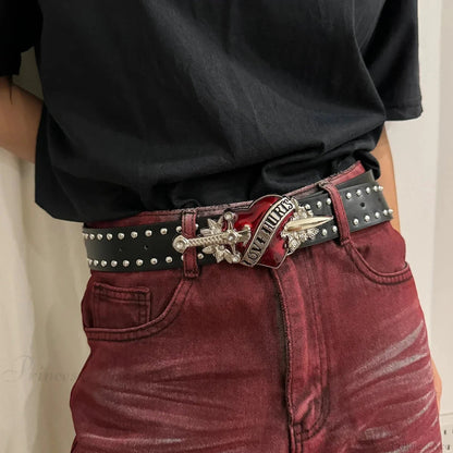 Y2k Genderless Gothic Crimson Heart Strap