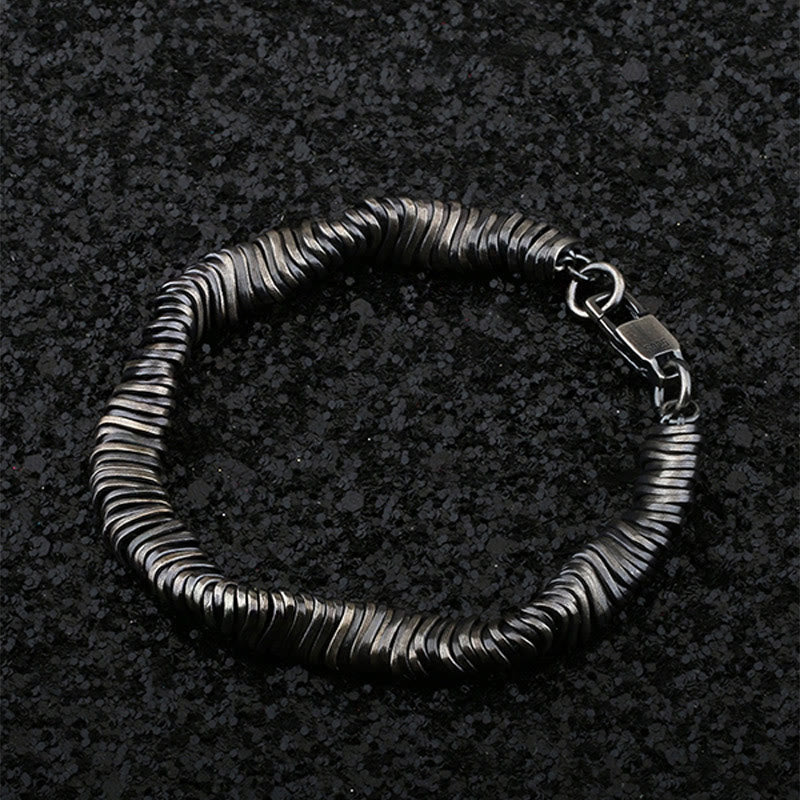 Buddha Stones 925 Sterling Silver Twisted Design Wealth Healing Chain Bracelet