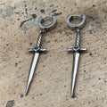 Dangle Sword Stainless Steel Hoop Earrings