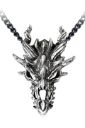 Dark Spiked Dragon Skull Pendant With Gothic Chain