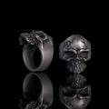 Dark Crack Sterling Silver Skull Ring