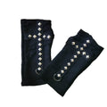 Dark Gothic Cross-studded Half-finger Sleeve Gloves