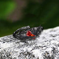 Dark Punk Crow Red Zircon Copper Open Ring