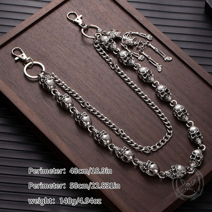 Dark Skull Double-layer Hip-hop Alloy Pants Chain