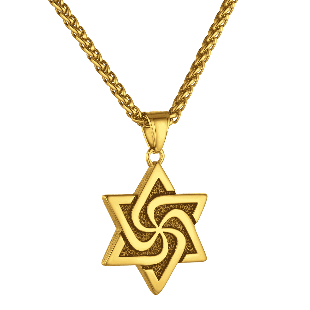 Retro Jewish Star of David Necklace for