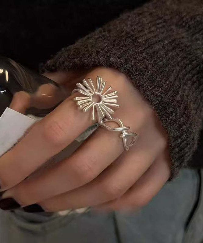 Style Silk Alloy Asymmetrical Fireworks Hollow Out Rings Two-piece Set