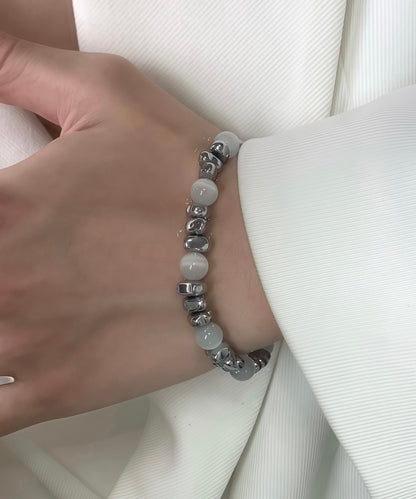 Boutique Colorblock Stainless Steel Cat's Eye Patchwork Charm Bracelet