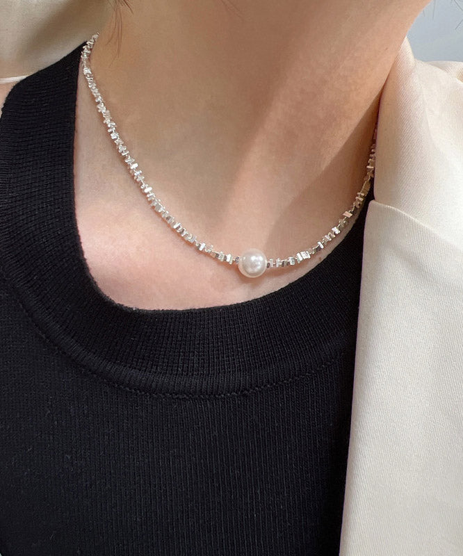Silk Sterling Silver Pearl Necklace