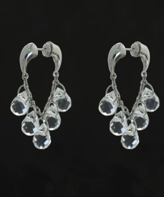 Oversize Silk Copper Overgild Crystal Water Droplet Hoop Earrings