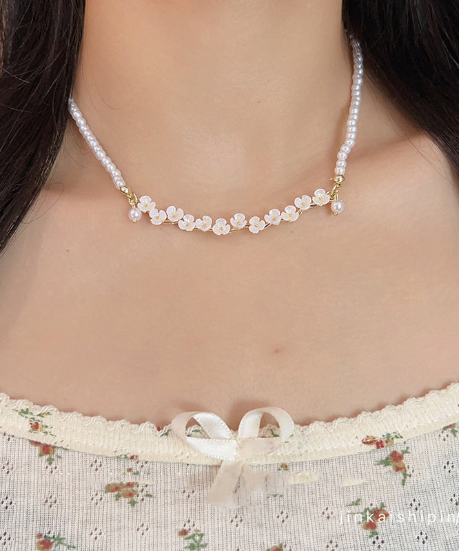White Alloy Pearl Princess Necklace