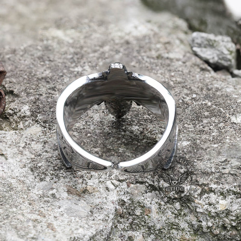 Death Head Moth Stainless Steel Skull Ring