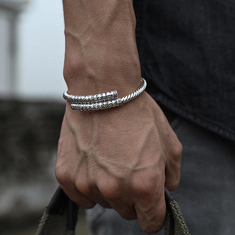Adjustable White Copper Spiritual Bracelet With Heart Sutra Charm