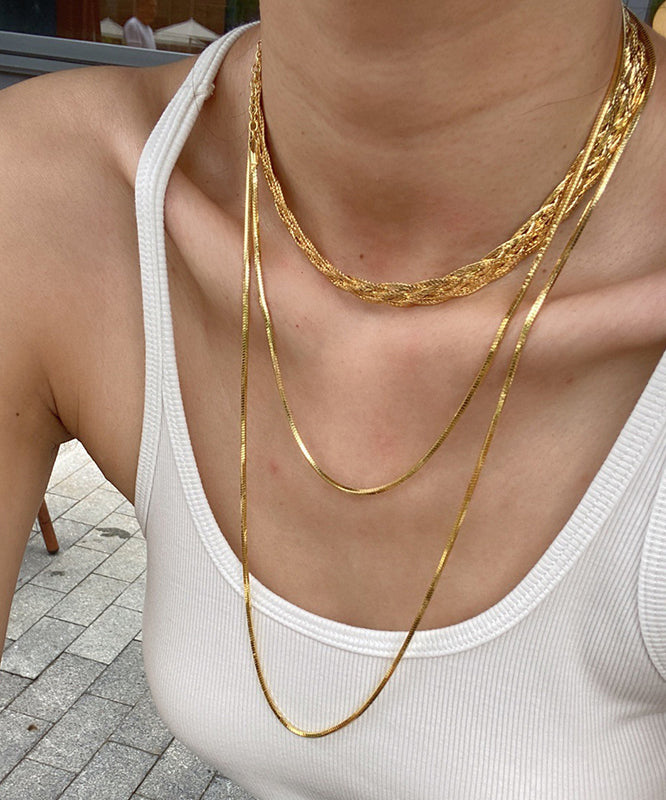 Diy Gold Stainless Steel Bilayer Sweater Necklace